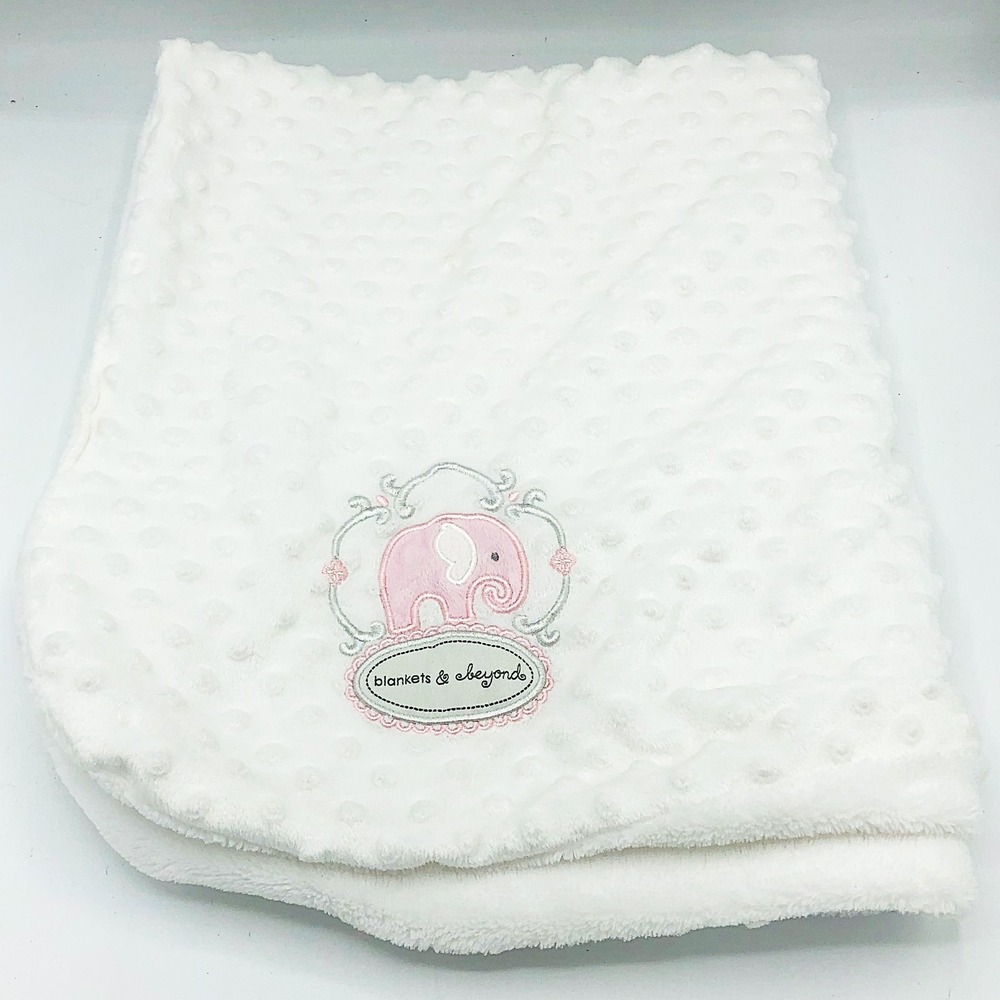 Pink Elephant White Dotted‎ Baby Blanket Blankets & Beyond